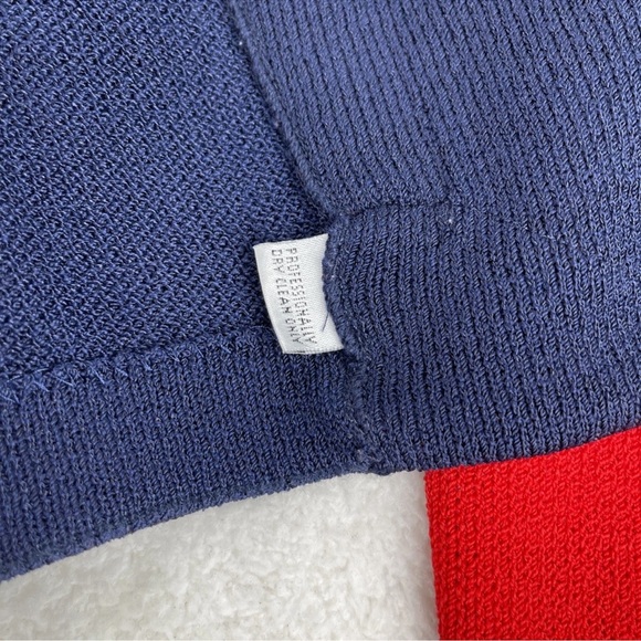 St. John Sport Sz L Cardigan Sweater Full Zip Striped Star Red White Blue Luxury - Picture 5 of 13